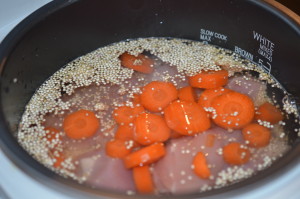 Carrots and Chicken quinoa in rice cooker
